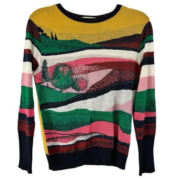 Aldo Martins Landscape Knit Sweater Women’s Size 4 Bamboo Wool - Picture 1 of 6